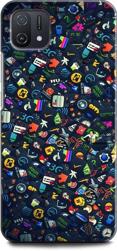 INDICRAFT Back Cover for OPPO A16K, CPH2349 LOGOS, BLACK, WHAIT, BRANDS, STICKERS, CARS LOGO  (Multicolor, Shock Proof, Pack of: 1)