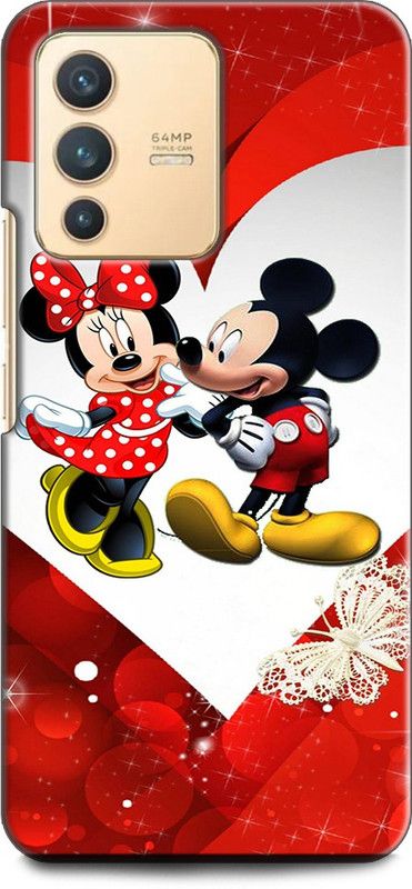 Wall Art Back Cover for Vivo V23 PRO (5G) MINNIE MOUSE, MICKEY MOUSE, FINE PINK ART, CARTOON, DISNEY  (Multicolor, Dual Protection, Pack of: 1)
