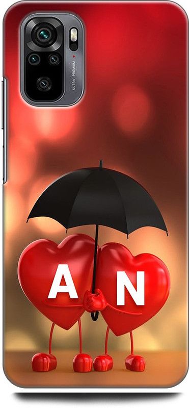 KEYCENT Back Cover for REDMI Note 10 A N, A LOVES N, NAME, LETTER, ALPHABET, AN LOVE, HART, BLUE  (Multicolor, Pack of: 1)