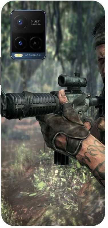 Bluvver Back Cover for Vivo Y33s, V2109, Printed Army Soldier Back Cover  (Multicolor, Hard Case, Pack of: 1)