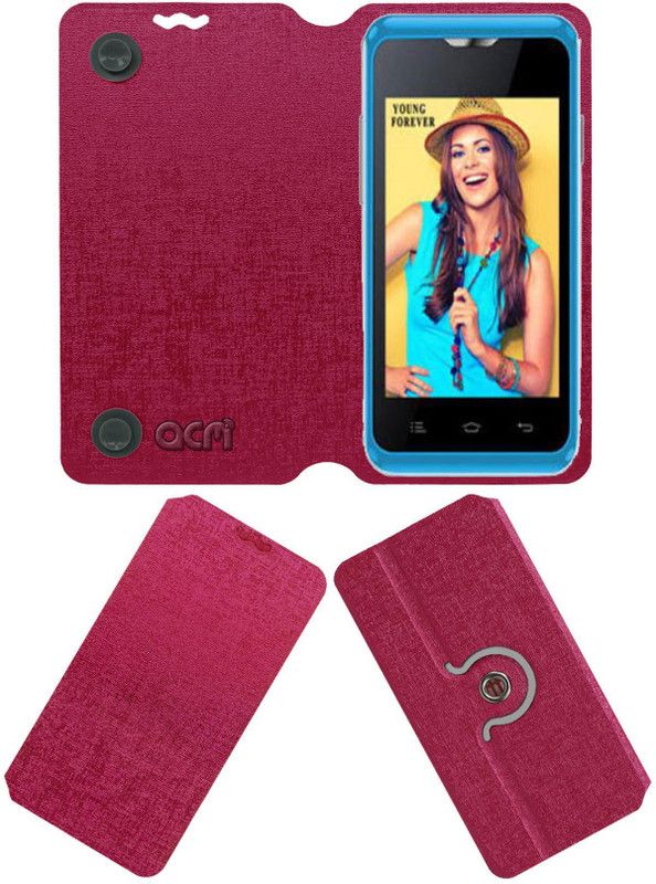ACM Flip Cover for Celkon Campus A359  (Pink, Cases with Holder, Pack of: 1)