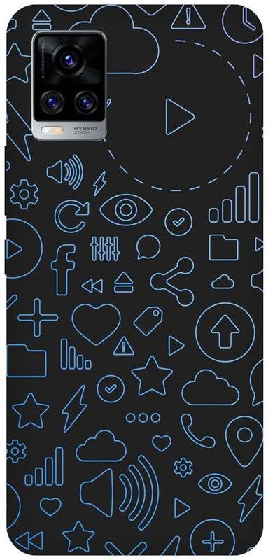 URCHIN Back Cover for Vivo V20 facebook,cross,plus,minus,abstract,dark,star,heart,whatsapp,twitter,instagram  (Multicolor, Shock Proof)