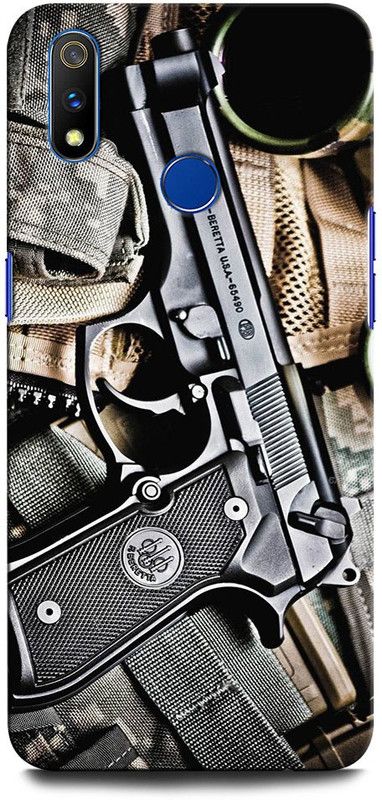 INTELLIZE Back Cover for Realme 3 RMX1825 GUN, PISTOL, ARMY, WEAPON, REVOLVER, MILITARY  (Multicolor, Hard Case, Pack of: 1)