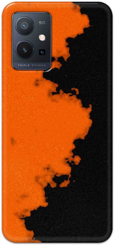 NDCOM Back Cover for Vivo T1 5G Orange Black Pattern Printed  (Multicolor, Hard Case, Pack of: 1)