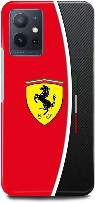 play fast Back Cover for Vivo y75 5G, V2142 FERRARI, CAR, SIGN, LOGO  (Red, Hard Case, Pack of: 1)