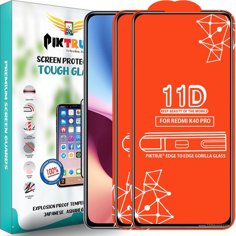 PikTrue Edge To Edge Tempered Glass for Redmi K40 Pro  (Pack of 2)