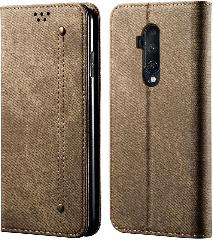 Pure Color Wallet Case Cover for OnePlus 7T PRO / One Plus 7T PRO / 1+7T PRO  (Khaki, Magnetic Case, Pack of: 1)
