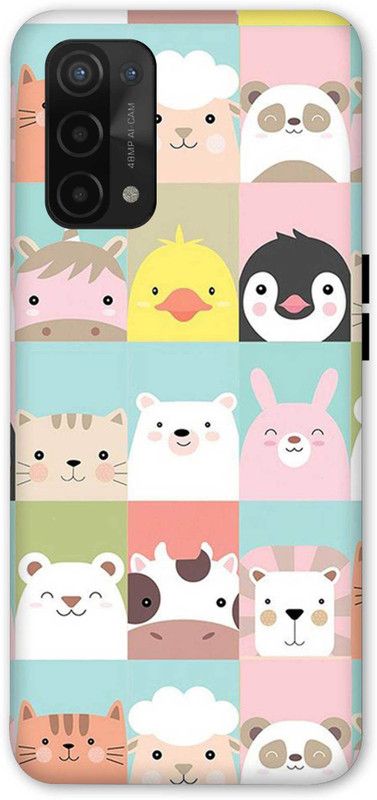 NDCOM Back Cover for OPPO A74 5G Seamless Pattern Of Cute Animals Printed  (Multicolor, Hard Case, Pack of: 1)