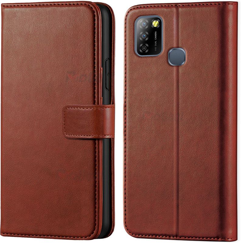 Asgeot Wallet Case Cover for Infinix Smart 5A  (Brown, Dual Protection, Pack of: 1)
