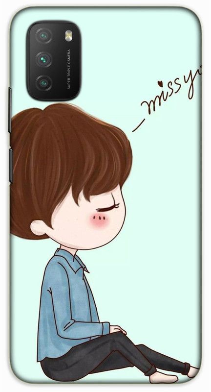 iprinto Back Cover for Poco M3 Miss You Back Cover  (Blue, Hard Case, Pack of: 1)