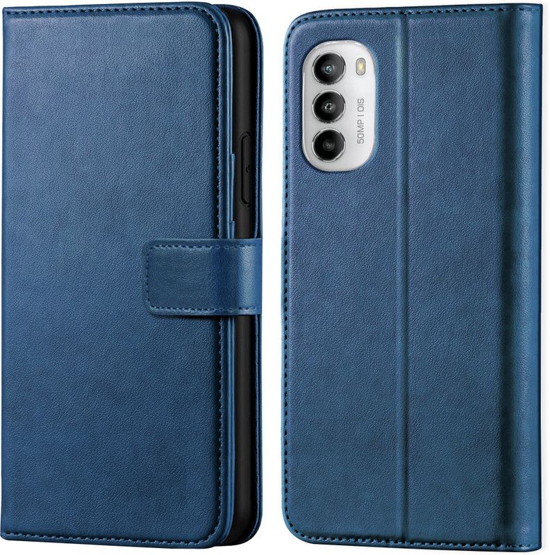 Dgeot Wallet Case Cover for Motorolla G82 | Inside TPU with Card Pockets | Wallet Stand | Magnetic Closure |  (Blue, Dual Protection, Pack of: 1)