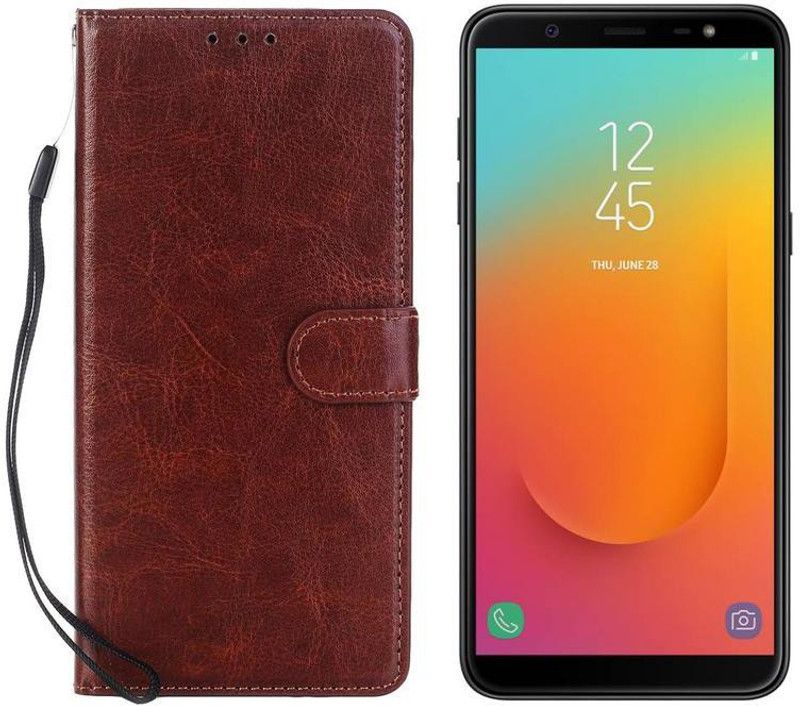 Dgeot Flip Cover for Samsung Galaxy J8 (Black, 64 GB) (4 GB RAM)  (Brown, Dual Protection, Pack of: 1)