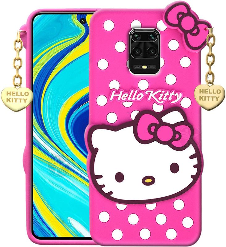 Kreatick Back Cover for Mi Redmi Note 9 Pro Max - Hello Kitty Case | 3D Cute Doll | Soft Girl Back Cover with Pendant  (Pink, Flexible, Pack of: 1)