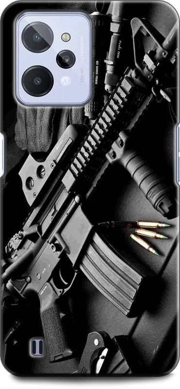 KEYCENT Back Cover for Realme C31, RMX3501 GUN, PISTOL, ARMY, REVOLVER, MILITARY, AMMO, M4A1, PUBG  (Multicolor, Shock Proof, Pack of: 1)