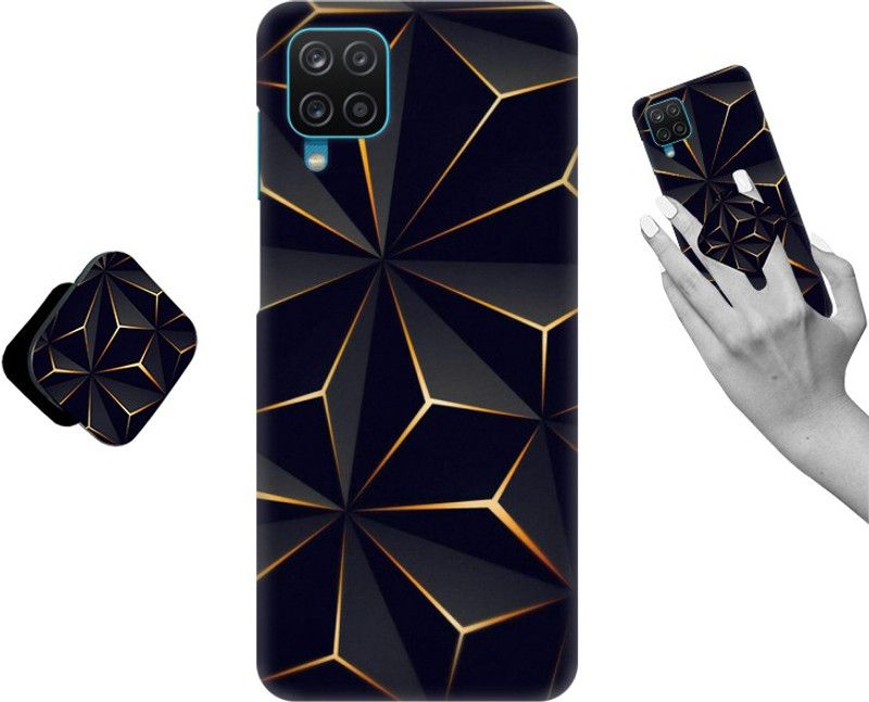 COBIERTAS Back Cover for Samsung Galaxy A12  (Black, Gold, Cases with Holder, Pack of: 2)