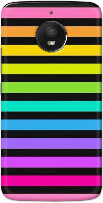NDCOM Back Cover for Moto e4 plus Hyper Rainbow Stripes Printed  (Multicolor, Hard Case, Pack of: 1)