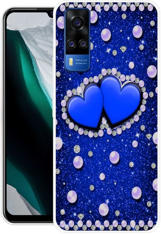 PINKLAND Back Cover for Vivo Y53s 4G  (Blue, Grip Case, Silicon, Pack of: 1)