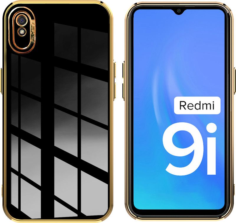 HUPSHY Back Cover for Redmi 9i  (Black, Electroplated, Silicon, Pack of: 1)