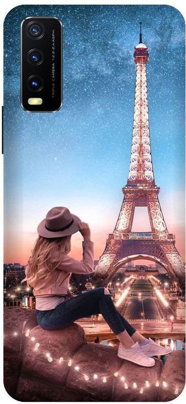 URCHIN Back Cover for Vivo Y20 Paris, Love, Cute, Girl, Light, Beautiful  (Multicolor, Shock Proof, Pack of: 1)