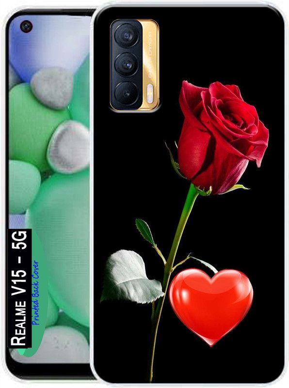 HEXAcase Back Cover for Realme V15 (5G)  (Black, Red, Dual Protection, Silicon, Pack of: 1)