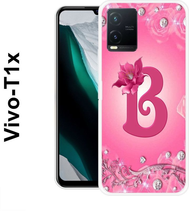 SHIVKUDI Back Cover for Vivo T1x  (Pink, Silver, Silicon)