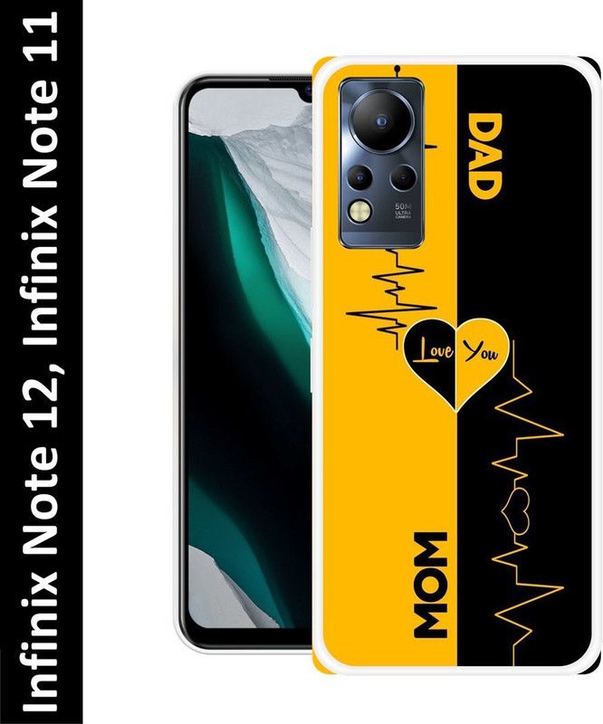 vaidik Back Cover for Infinix Note 12, Infinix Note 11  (Black, Yellow, Silicon, Pack of: 1)