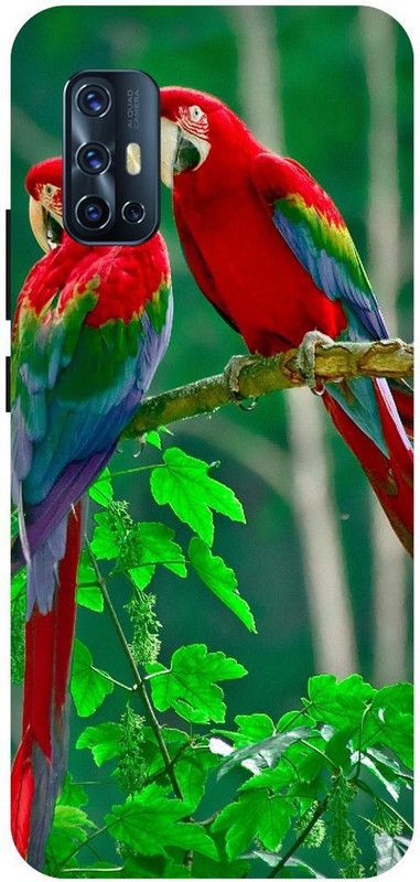 THE NARAYANA COLLECTIONS Back Cover for VIVO V17- 1919-PARROTS,LOVE,BIRDS,COUPLES,CUTE  (Multicolor, Hard Case, Pack of: 1)