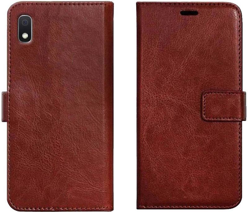 Trap Wallet Case Cover for Samsung Galaxy A10  (Brown, Shock Proof, Pack of: 1)