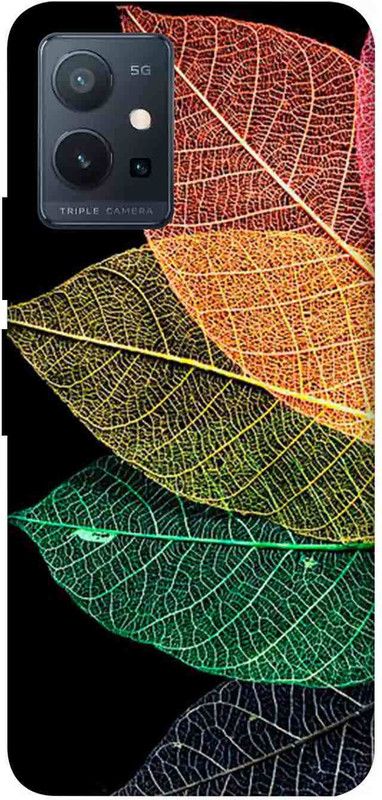 NDCOM Back Cover for VIVO Y75 5G Colorful Leaf Printed  (Multicolor, Hard Case, Pack of: 1)