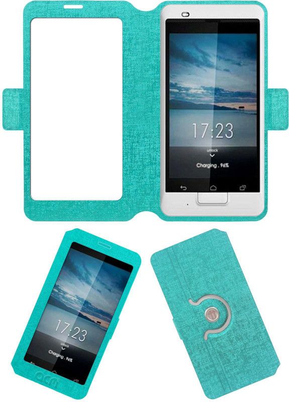 ACM Flip Cover for Idea Ivory  (Blue, Cases with Holder)