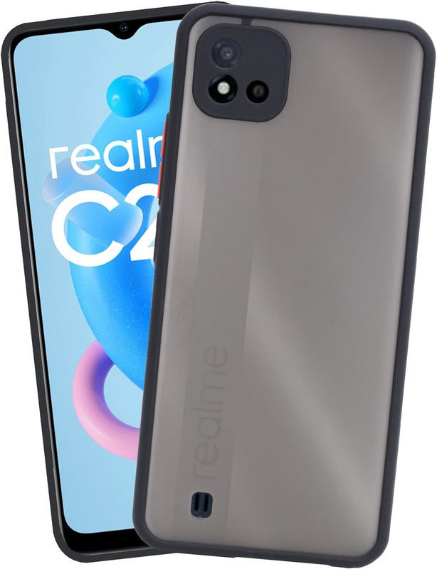 VAKIBO Back Cover for Realme C20, Smoke Frosted Back Case With Camera Protection Ring  (Black, Grip Case, Pack of: 1)