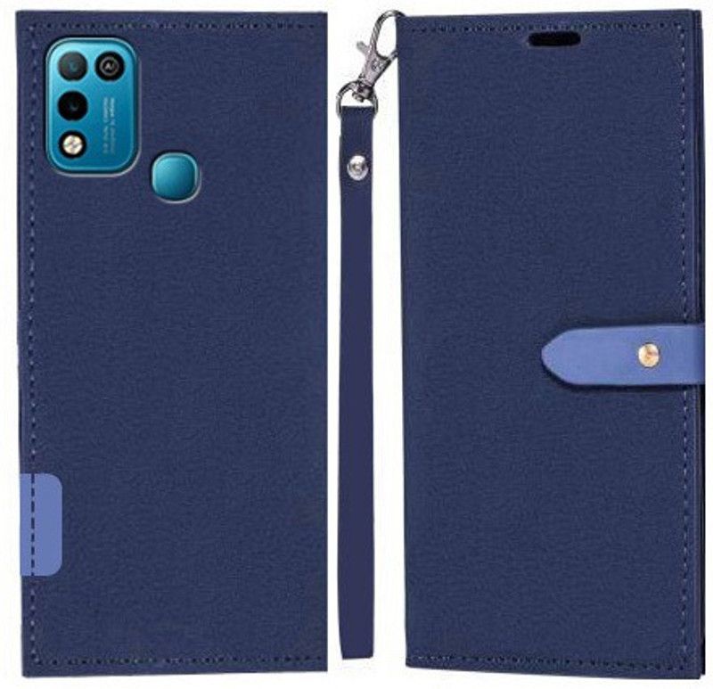 YAYAVAR Flip Cover for Infinix Smart 5, Infinix Hot 10 Play  (Blue, Grip Case, Pack of: 1)