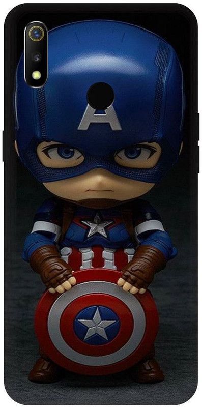PICHKU Back Cover for REALME 3 PRO-RMX1851-CAPTAIN,AMERICA,SHIELD,AVENGERS,MARVEL,SUPER,HERO,END,GAME,SUIT  (Blue, Hard Case, Pack of: 1)