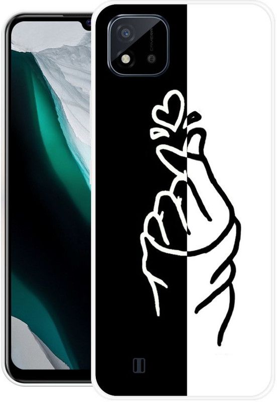 vaidik Back Cover for Realme C20  (Black, White, Dual Protection, Silicon, Pack of: 1)