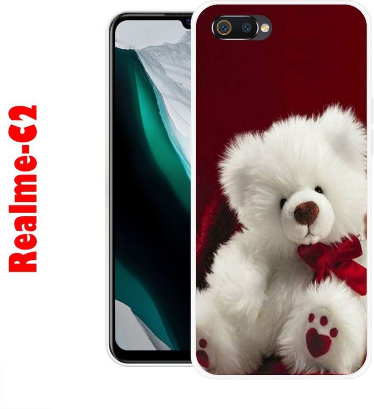 CellWorld Back Cover for Realme C2  (Maroon, White, Silicon)