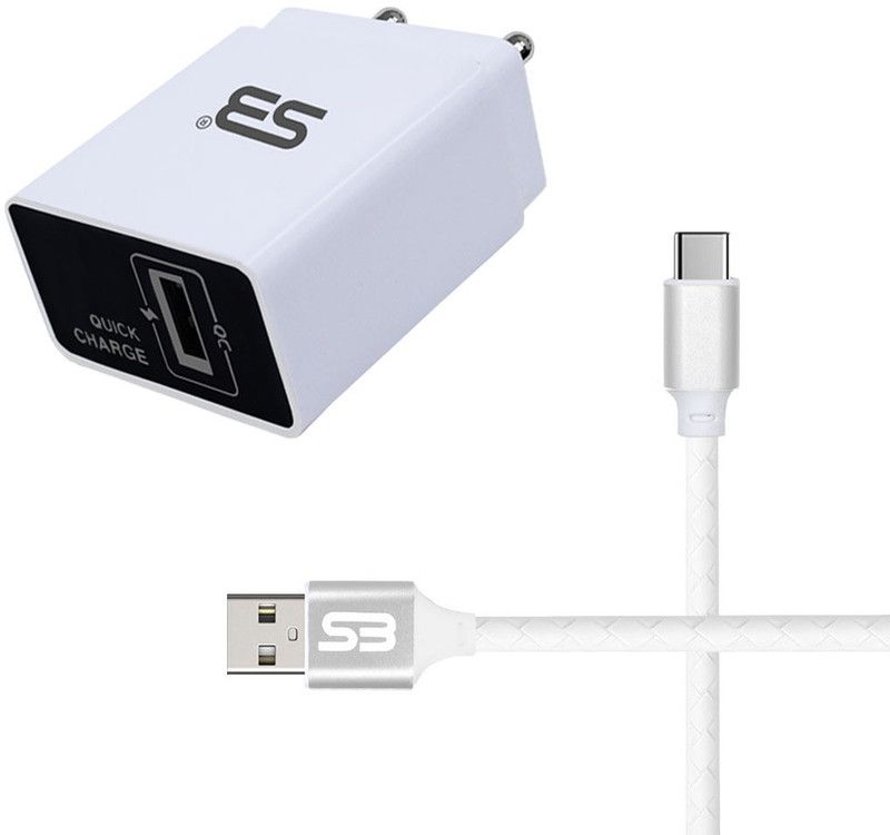 SB 18 W NA 3.4 A Mobile Wall Charger 18W with Type-C Cable Charging Adapter Travel Fast PWR.STC-040 Charger with Detachable Cable  (White, Cable Included)