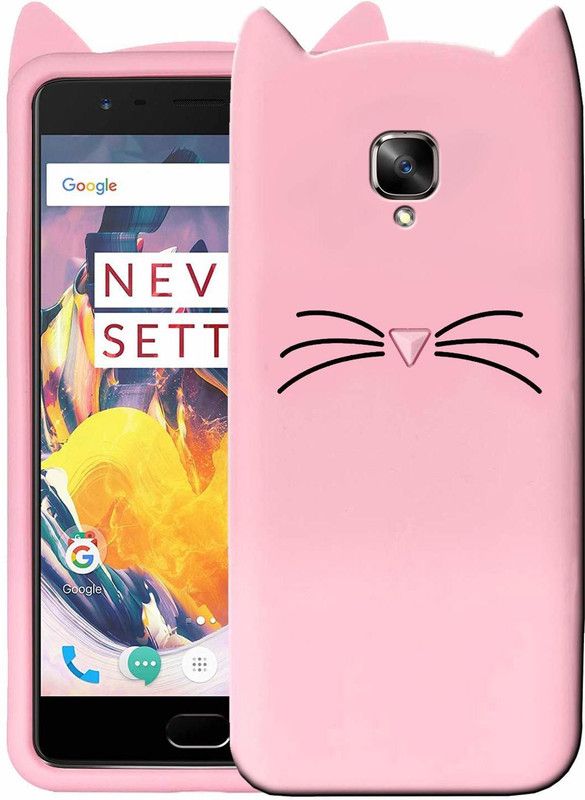 Reyan Back Cover for OnePlus 3T PinkCat Kitty Design Soft Silicone Cover For OnePlus 3T  (Pink, 3D Case, Pack of: 1)