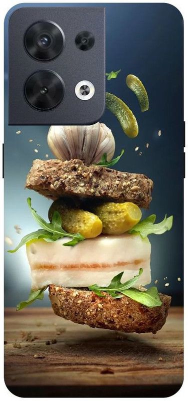 Wall Art Back Cover for OPPO RENO 8 (5G) Barger, Tasty Barger,Malted Cheese Printed  (Multicolor, Dual Protection, Pack of: 1)