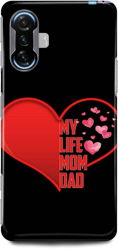 play fast Back Cover for POCO F3 GT MY, LIFE, MOM, DAD, HEART, SHAPE, LOVE  (Red, Hard Case, Pack of: 1)