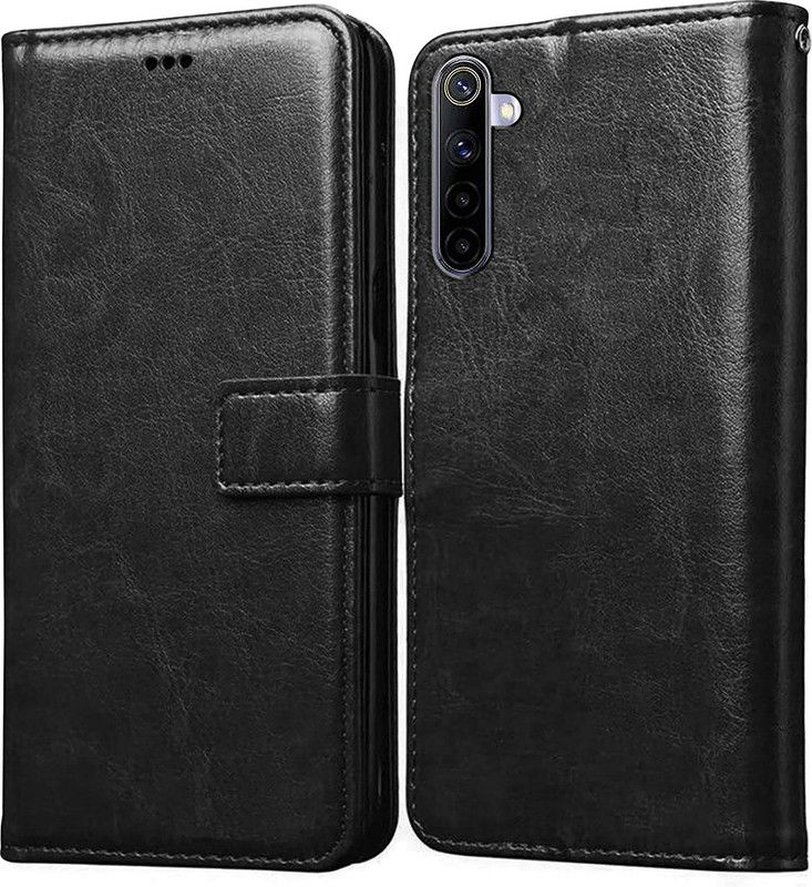 Casotec Flip Cover for Realme 6, Realme 6i Leather Flip Cover  (Black, Pack of: 1)