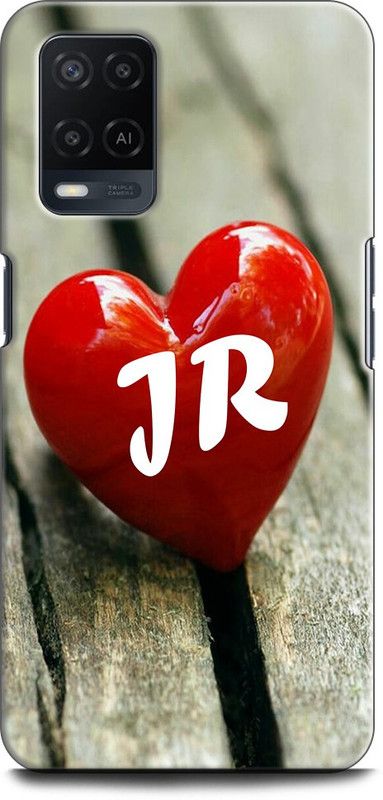 INDICRAFT Back Cover for OPPO A54, CPH2239 J R, J LOVES R, NAME, LETTER, ALPHABET, JR LOVE, HART, BLUE  (Multicolor, Dual Protection, Pack of: 1)