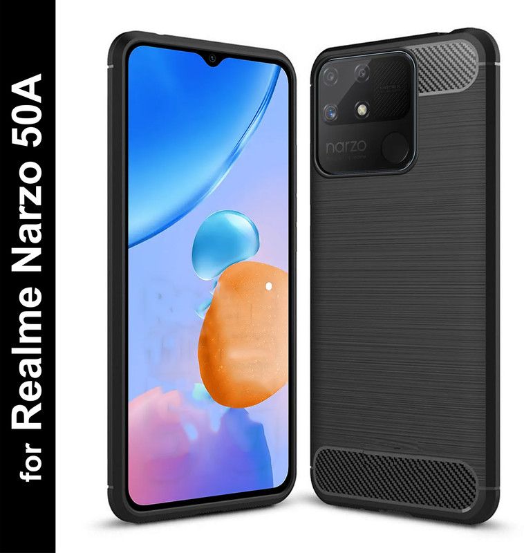 Zapcase Back Cover for Realme Narzo 50A  (Black, Grip Case, Silicon, Pack of: 1)
