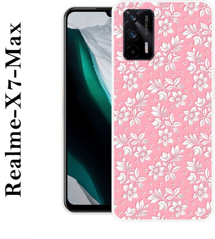 KLC Back Cover for Realme X7 Max  (Pink, White, Grip Case, Silicon)