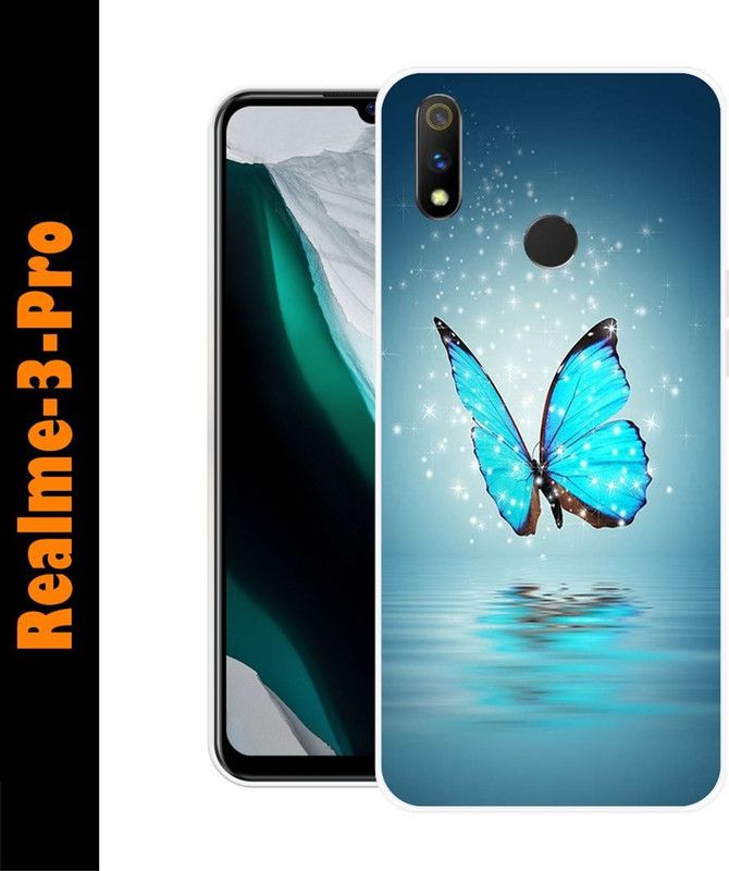 CellWorld Back Cover for Realme 3 pro  (Blue, Black, Silicon)