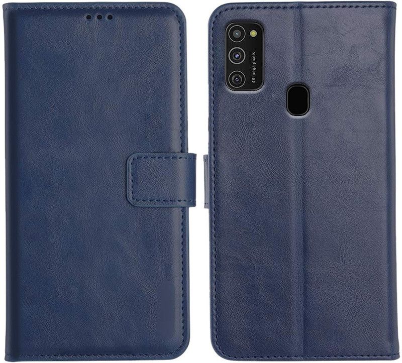 Genron Flip Cover for Samsung Galaxy M21  (Blue, Dual Protection)