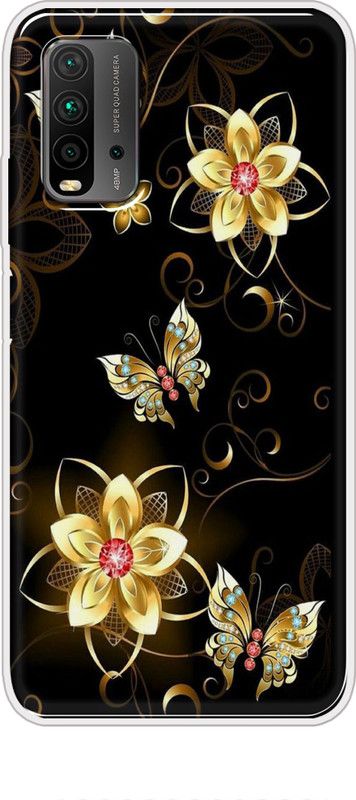 Hansviprint Back Cover for Mi Redmi 9 Power  (Black, Gold, Grip Case, Silicon, Pack of: 1)