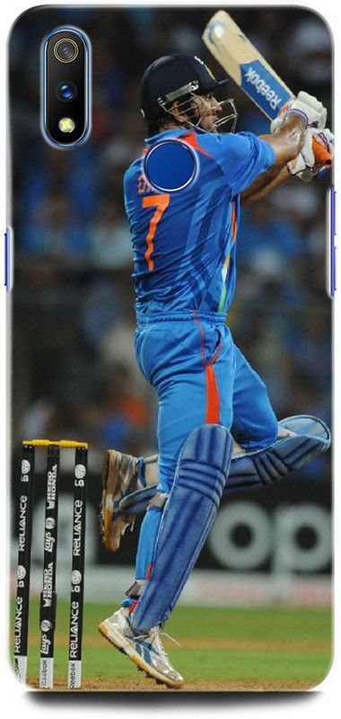 ORBIQE Back Cover for Realme 3 RMX1825 MS DHONI 7, MAHENDRA SINGH DHONI, DHONI, CRICKET, JERSEY  (Multicolor, Hard Case, Pack of: 1)