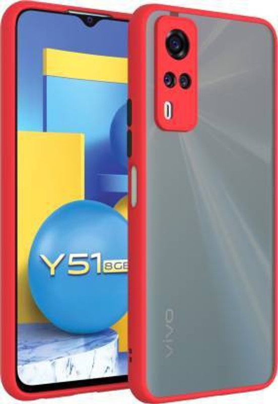 Sparki Creations Back Cover for Soft Silicone Smoke Matte Fashion Color Button Back Case for VIVO Y51 (2020) / Y51A / Y31 (Red)  (Red, Dual Protection, Silicon, Pack of: 1)
