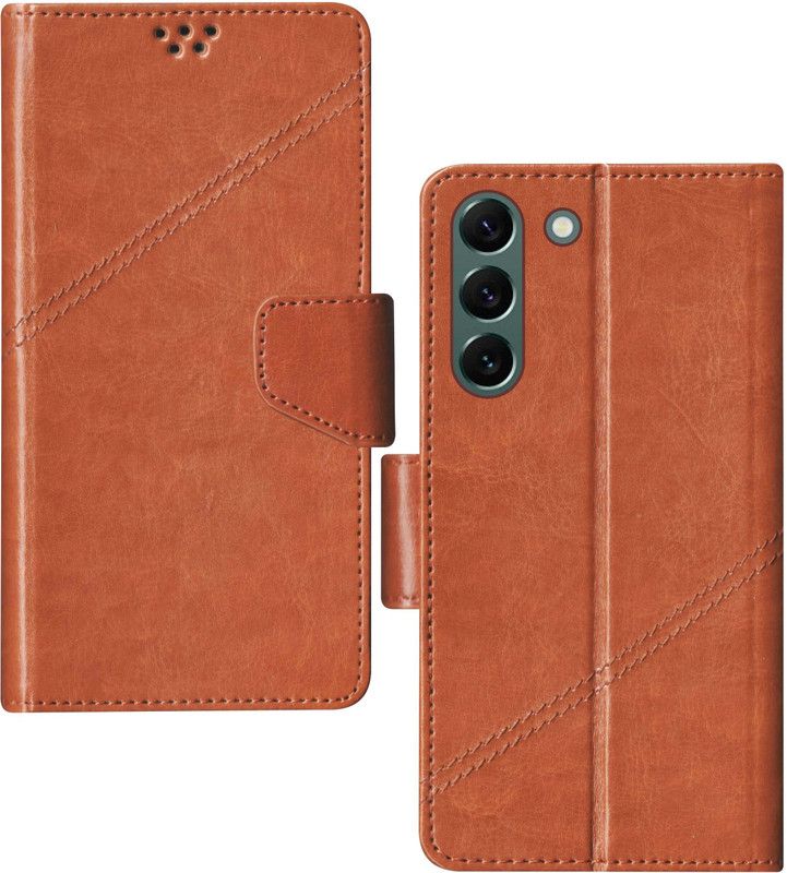 Telecase Flip Cover for Samsung Galaxy S22  (Brown, Shock Proof, Pack of: 1)