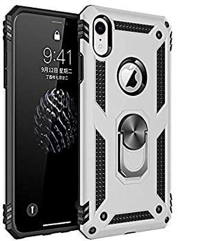 ELOVE Back Cover for Apple iPhone XR  (Silver, Cases with Holder, Pack of: 1)